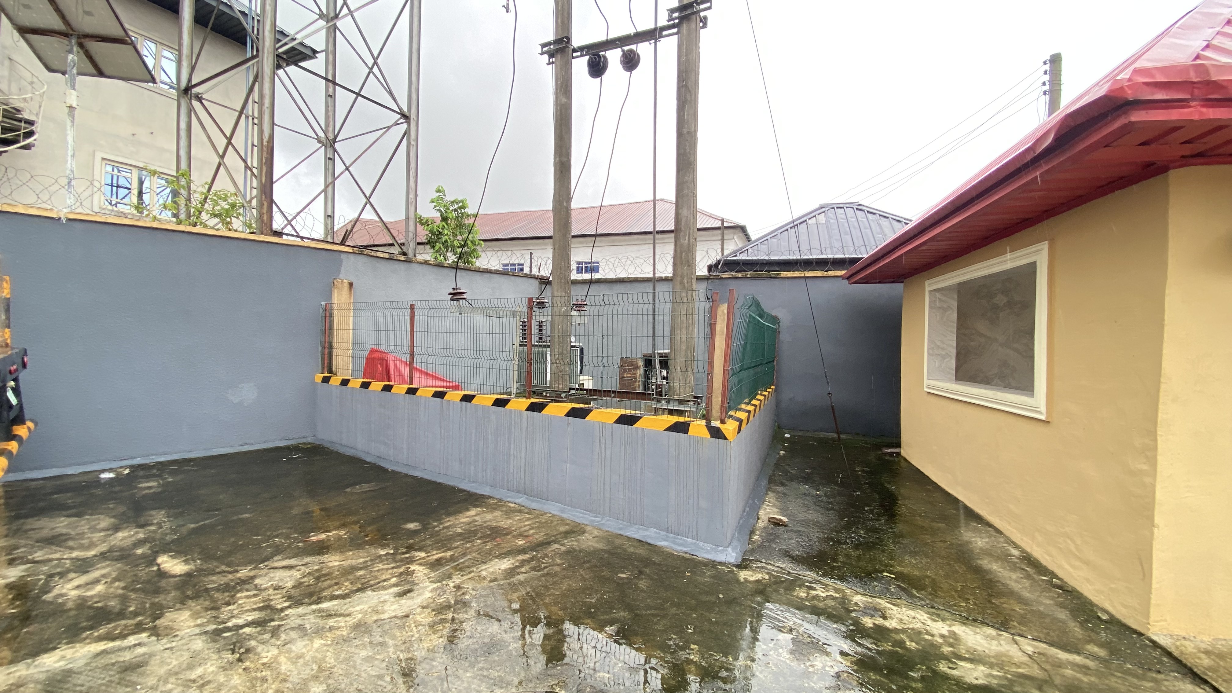 On-site transformer bay powering the operations base